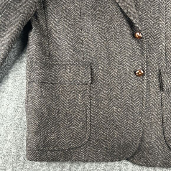 VTG Boston Traders Wool Blazer Mens Sz 44 R Tweed Herringbone Sport Coat Jacket - Picture 10 of 10